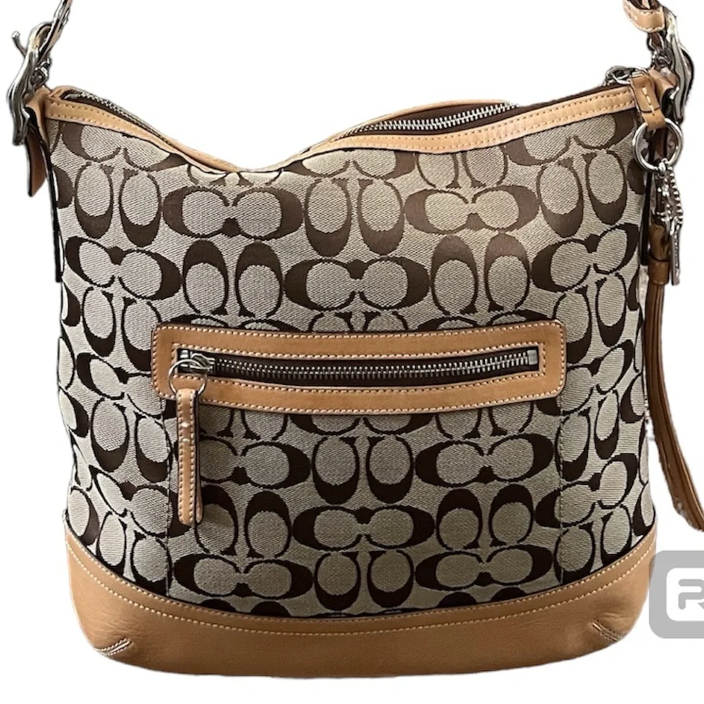 Coach Signature Brown Jacquard 2 Way Bag - Picture 11 of 12